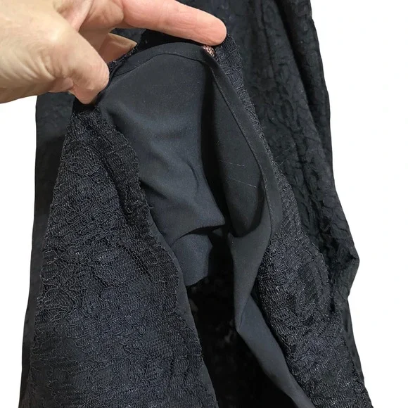 Old Navy Black Lace Midi Skirt Women Sz 16 Flounce Hem Zipper Closure Whimsigoh - Picture 5 of 8